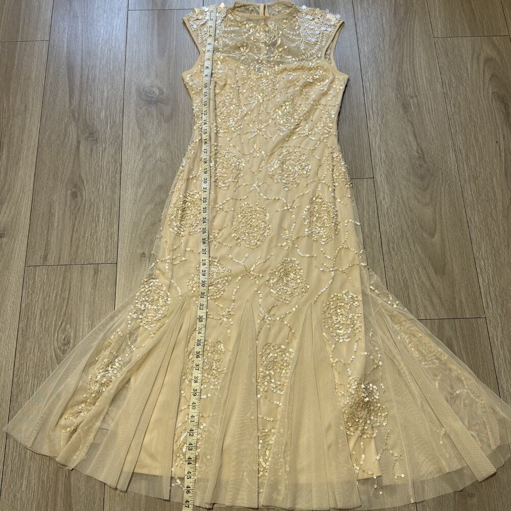 NWT Adrianna Papell Womens Beaded Sequined Sleeveless Midi Champagne/nude 6 - Picture 8 of 16